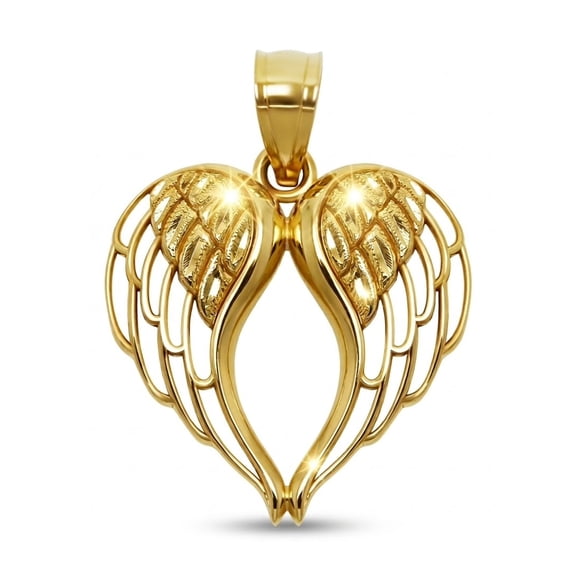 Charm America - Gold Angel Wings Charm - 10 Karat Solid Gold