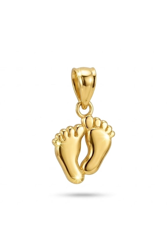 - Gold Baby Feet Charm - 10 Karat Solid Gold