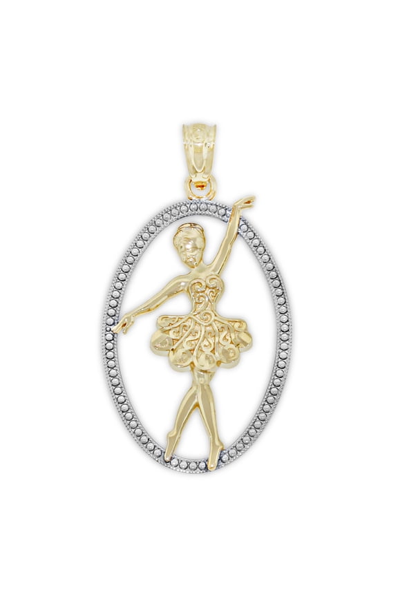 - Gold Ballerina Ballet Dancer Charm - 10 Karat Solid Gold