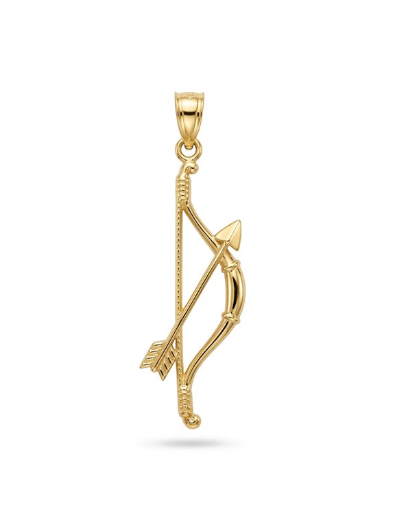 - Gold Bow and Arrow Charm - 10 Karat Solid Gold