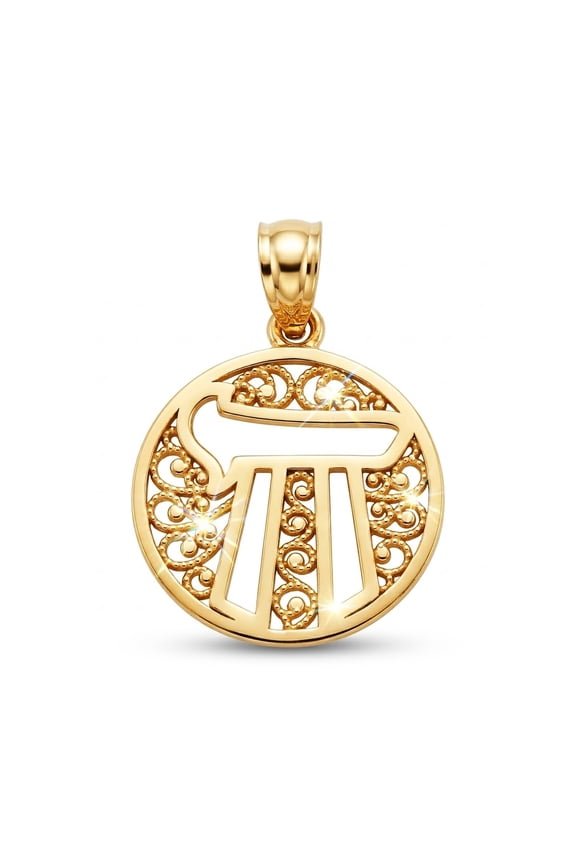 - Gold Cut-out Chai Charm - 14 Karat Solid Gold