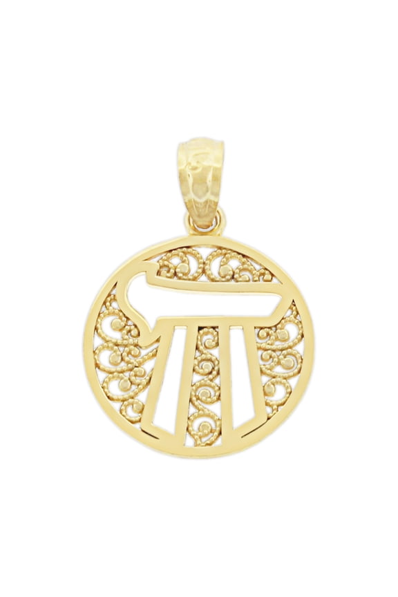 - Gold Cut-out Chai Charm - 14 Karat Solid Gold