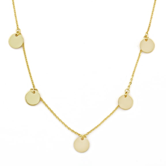 Charm America Gold Dangling Disc Adjustable Necklace and Choker - 14 Karat Solid Gold