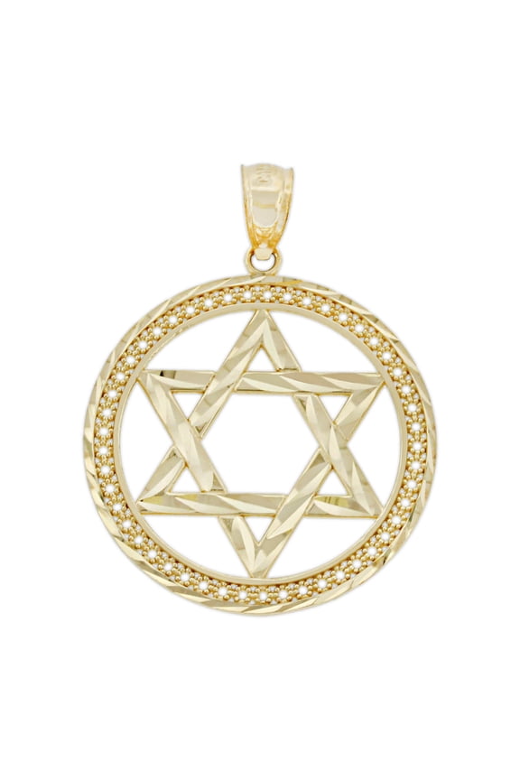 - Gold Diamond-Cut Star of David Charm - 10 Karat Solid Gold