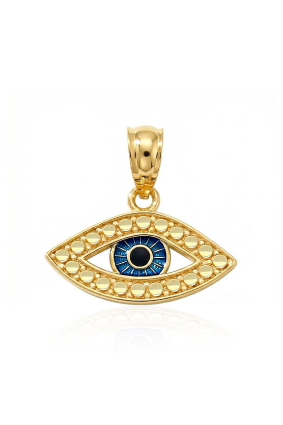 - Gold Evil Eye Charm Enamel - 10 Karat Solid Gold