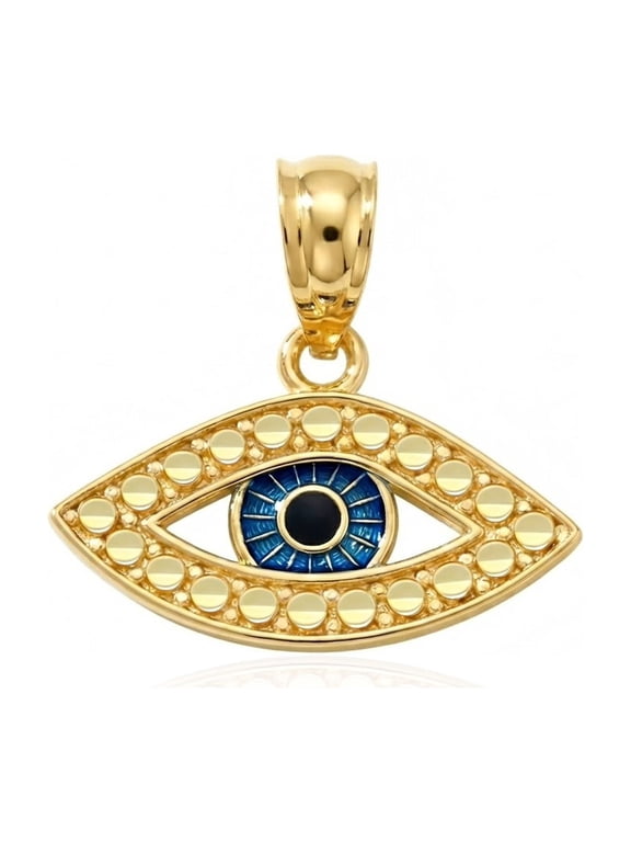 - Gold Evil Eye Charm Enamel - 10 Karat Solid Gold