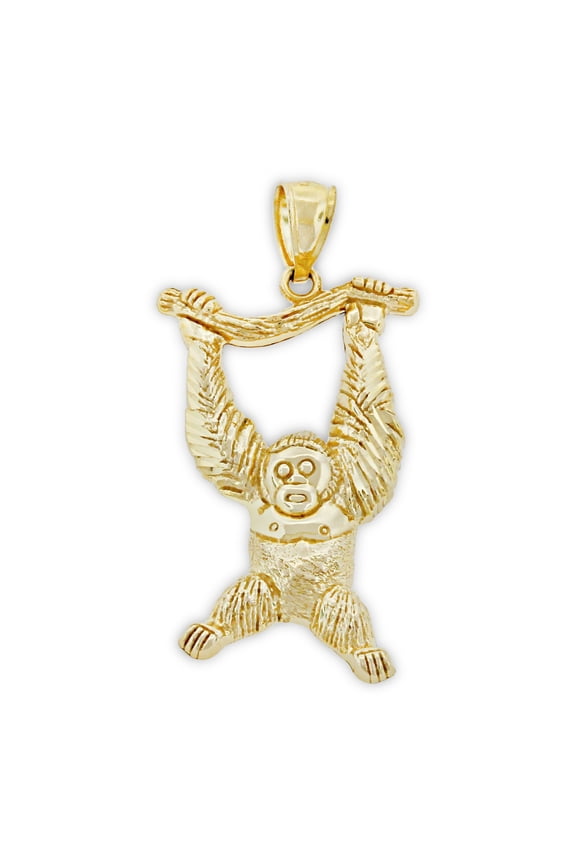 - Gold Hanging Monkey Charm - 10 Karat Solid Gold