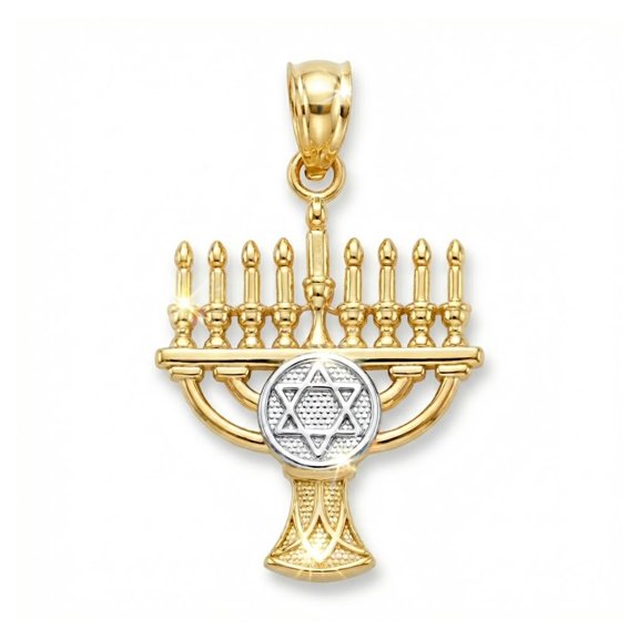 Charm America - Gold Hanukkah Menorah Charm - 10 Karat Solid Gold