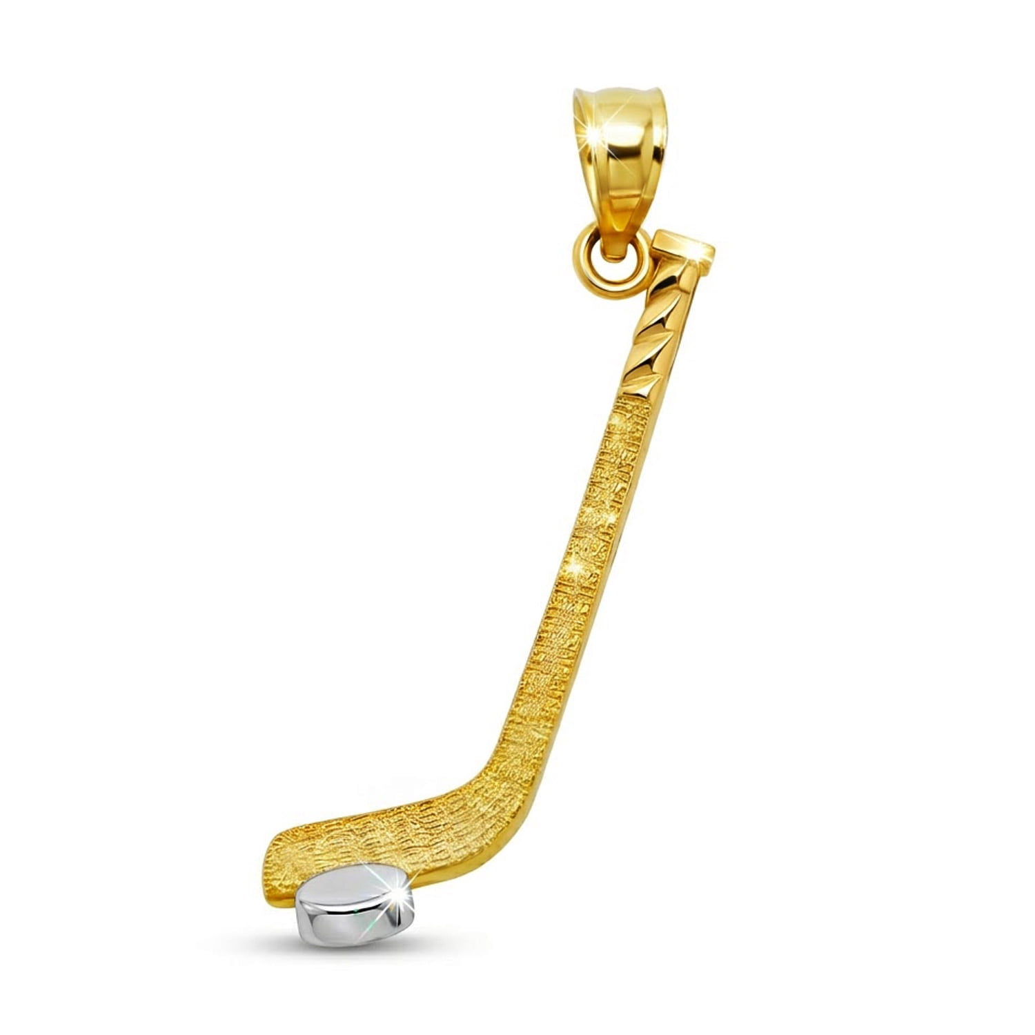 Charm America - Gold Hockey Stick Charm - 10 Karat Solid Gold