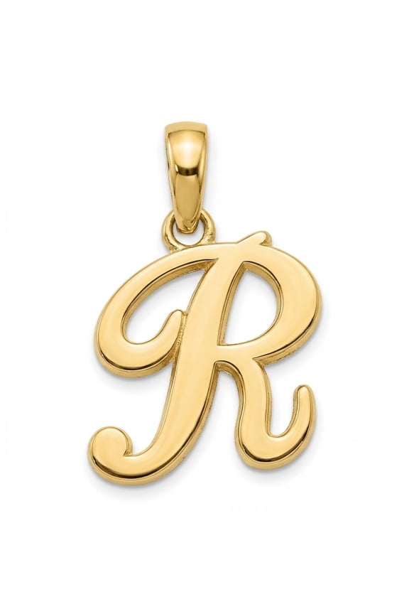 - Gold Initial Letter "R" Charm - 14 Karat Solid Gold