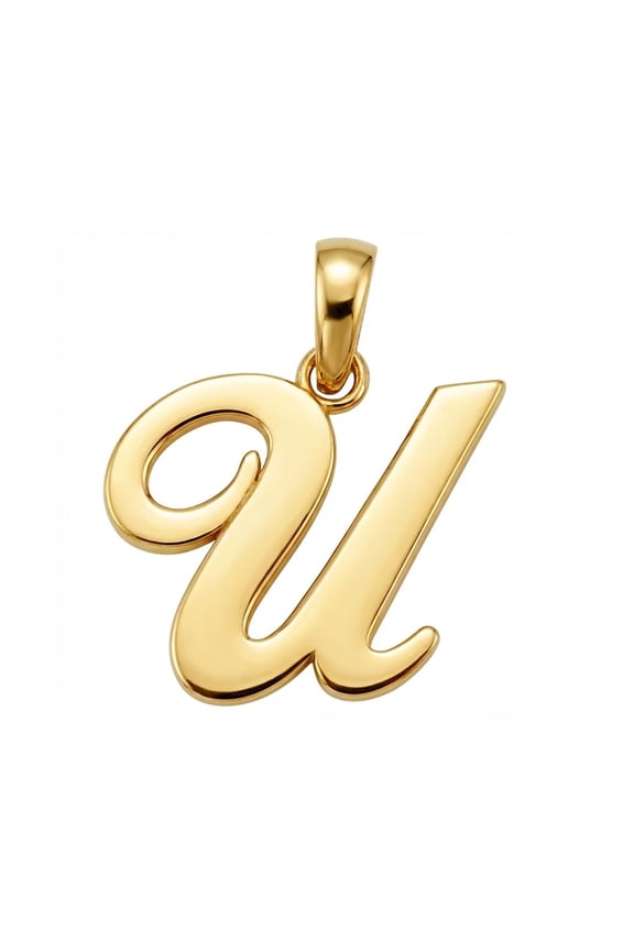 - Gold Initial Letter "U" Charm - 14 Karat Solid Gold