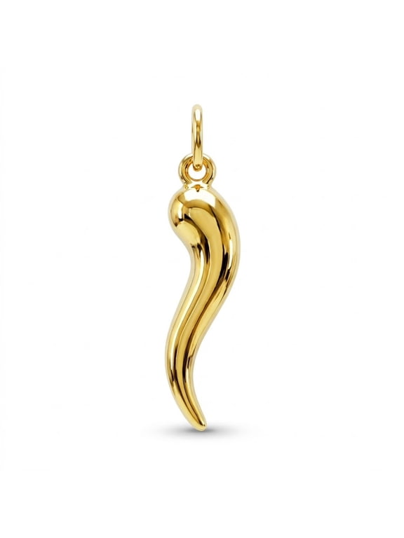 Gold Italian Horn Charm - 10 Karat Solid Gold