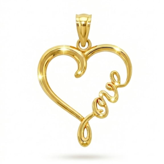 Charm America - Gold Love Heart Charm - 10 Karat Solid Gold