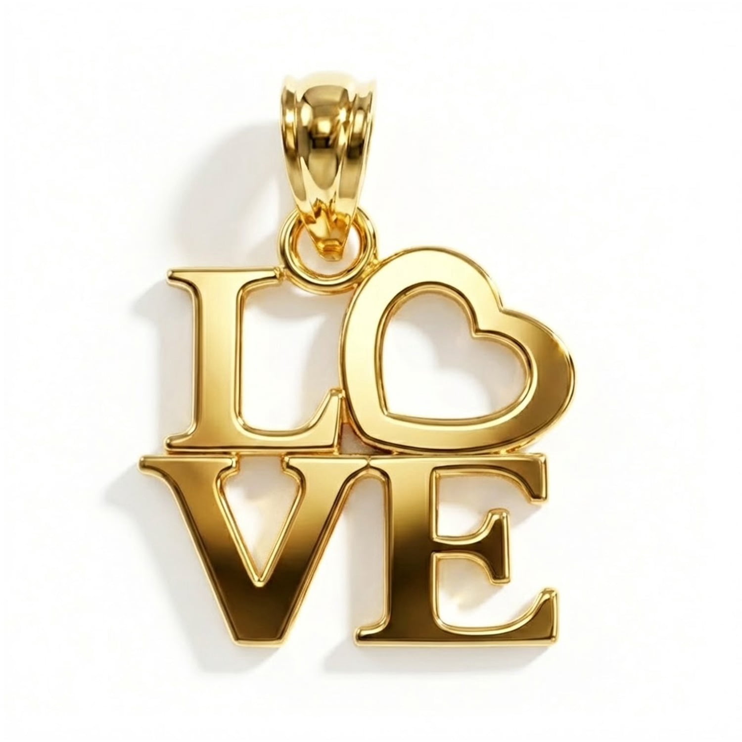 Charm America - Gold Love Square Charm - 10 Karat Solid Gold