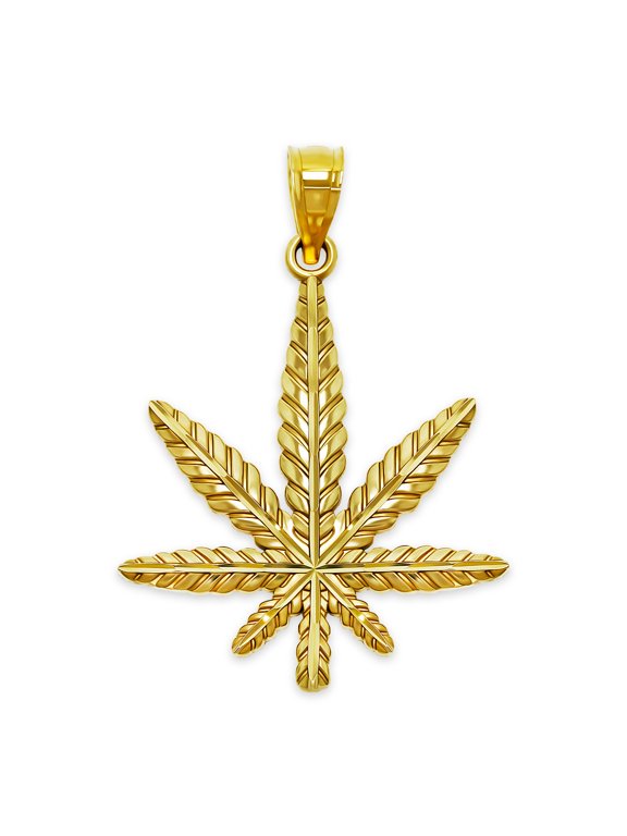 - Gold Marijuana Leaf Charm - 10 Karat Solid Gold