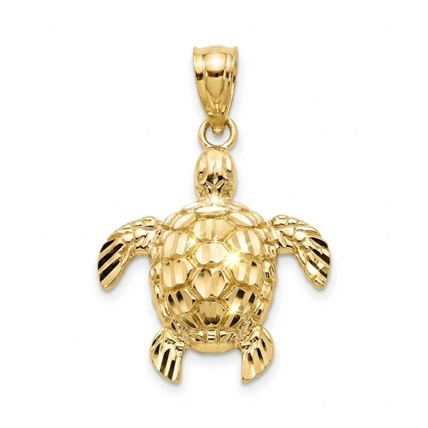Charm America - Gold Mini Turtle Charm - 10 Karat Solid Gold - Great Gift For Animal Lovers, Turtle Lovers, Birthdays and More!