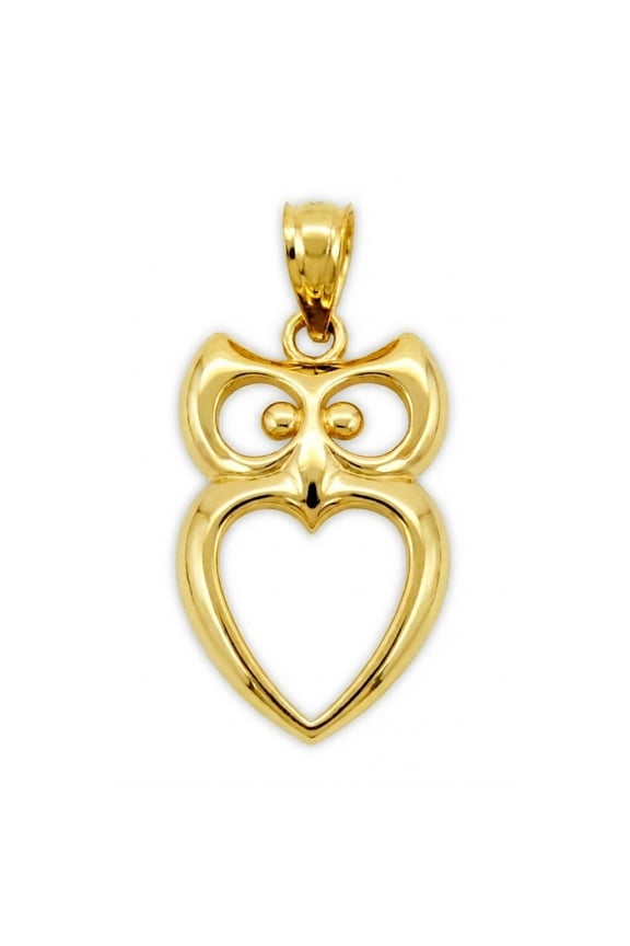 - Gold Owl with Heart Charm - 10 Karat Solid Gold