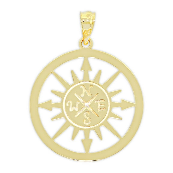 Charm America - Gold Reversible Compass Charm - 10 Karat Solid Gold - I Would be Lost Without You