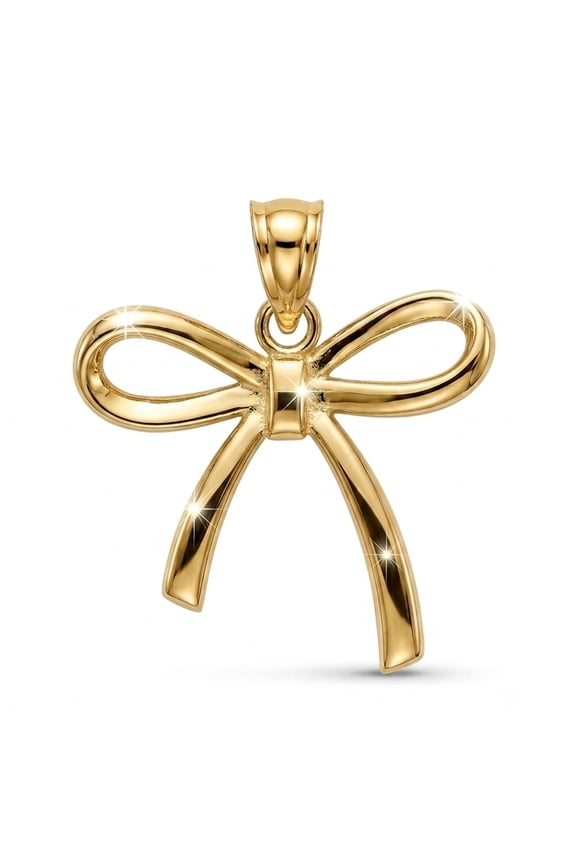 - Gold Ribbon Bow Charm - 10 Karat Solid Gold
