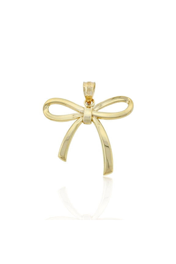- Gold Ribbon Bow Charm - 10 Karat Solid Gold
