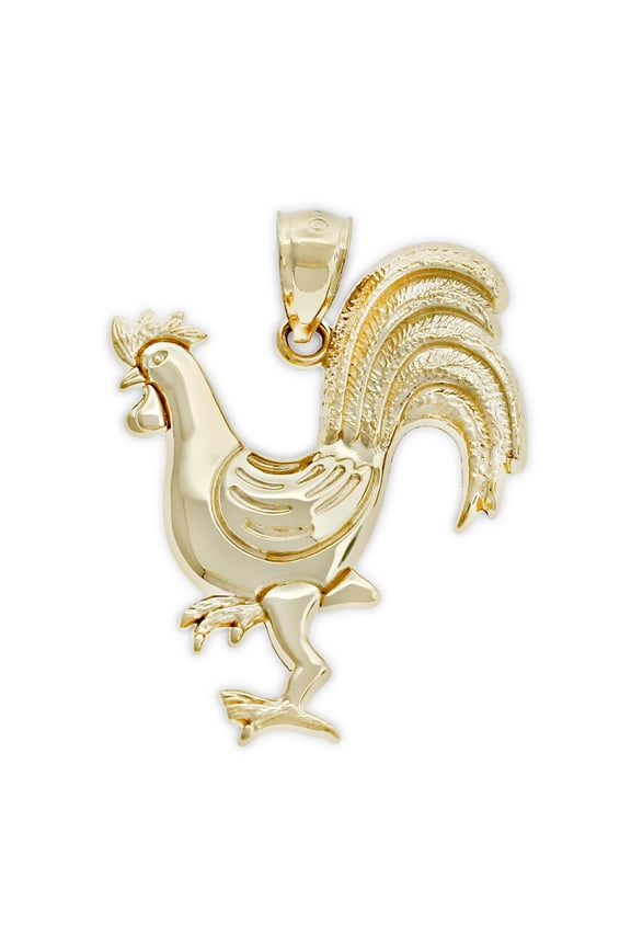 - Gold Rooster Charm - 10 Karat Solid Gold