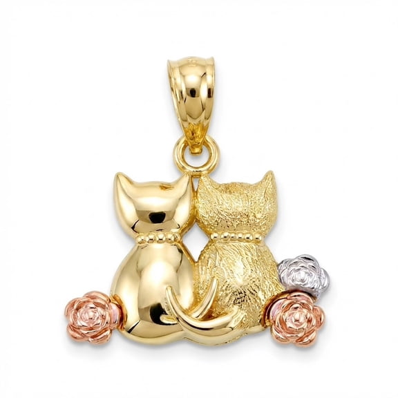 Charm America - Gold Sitting Cats Charm - 10 Karat Solid Gold