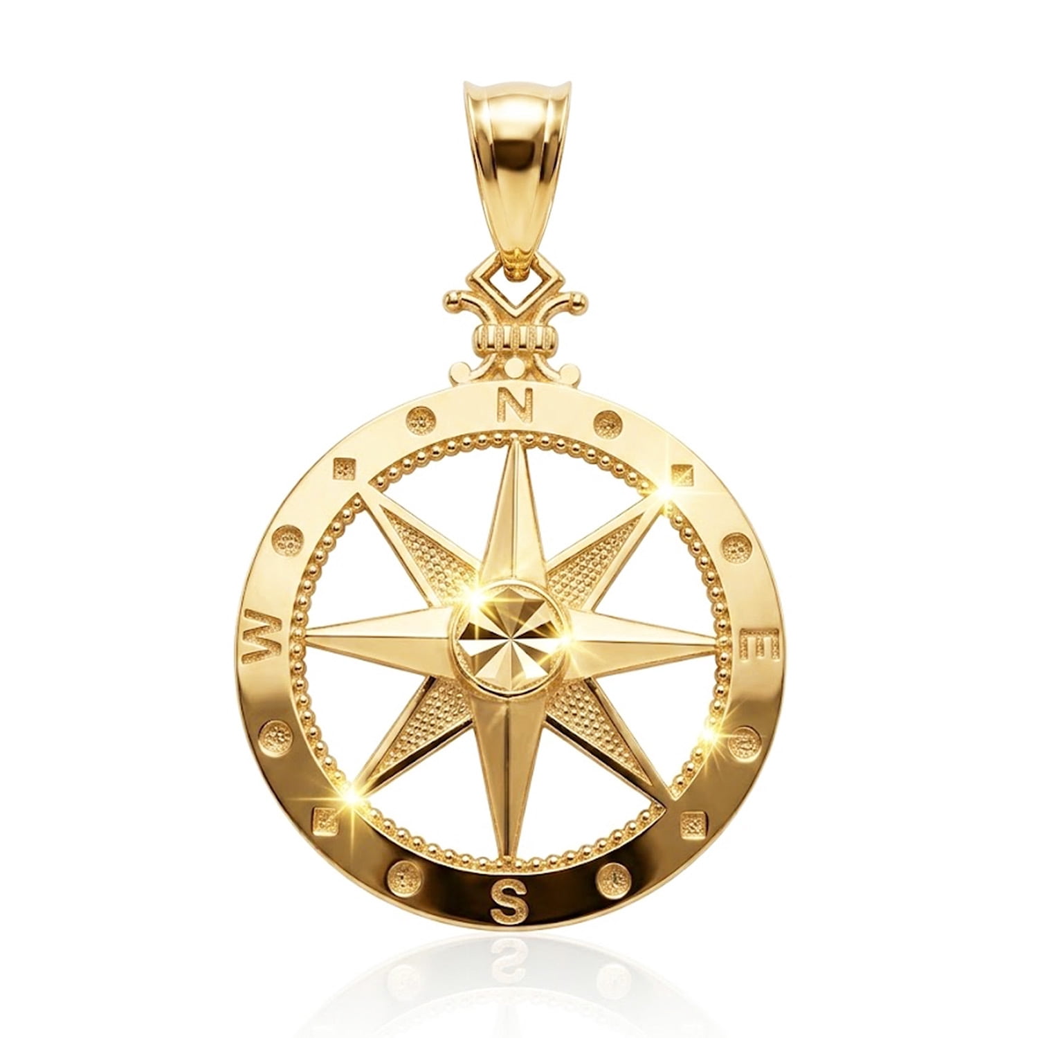 Charm America - Gold Small Compass Charm - 10 Karat Solid Gold