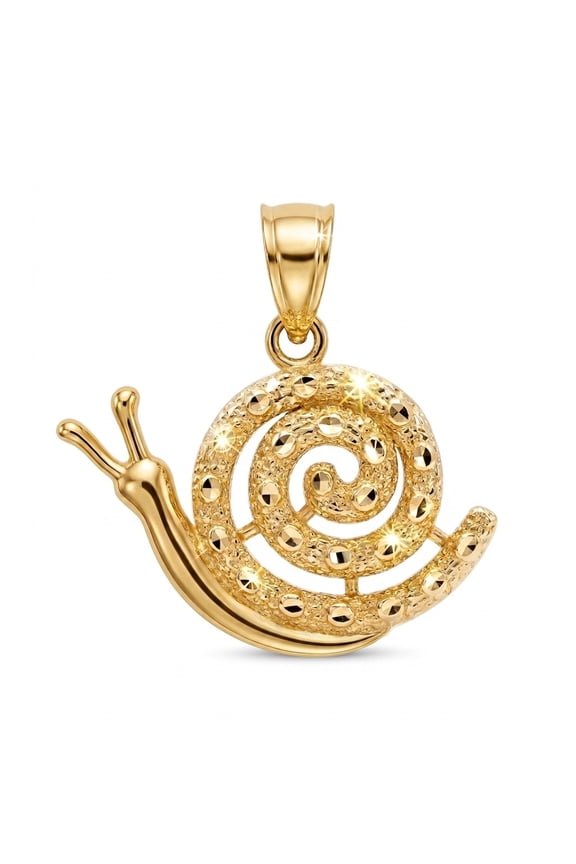 - Gold Snail Pendant - 10 Karat Gold - Cute Snail Charm