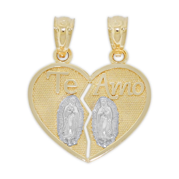 Charm America - Gold"Te Amo" Guadalupe Break Apart Heart Charm - 14 Karat Solid Gold
