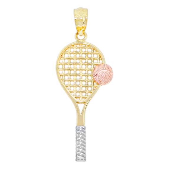 Charm America - Gold Tennis Racquet with Rose Gold Ball - 10 Karat Solid Gold