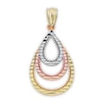 thumbnail image 1 of Charm America - Gold Tri-color Tear Drop Pendant - 14 Karat Solid Gold, 1 of 4