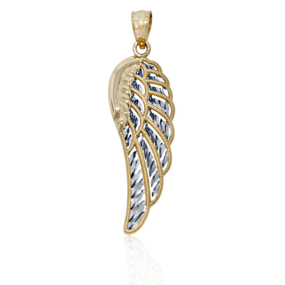 Charm America - Gold Two Level Angel Wing Charm - 14 Karat Solid Gold