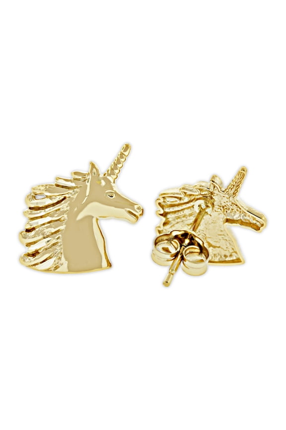 - Gold Unicorn Earrings - 14 Karat Solid Gold