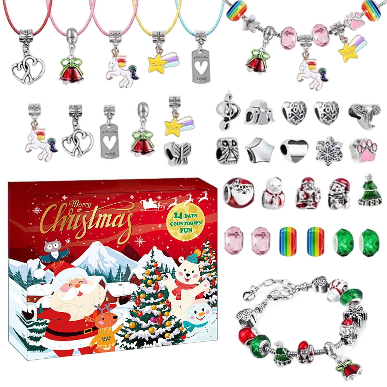 Charm Bracelet Advent Calendar 2025, DIY Jewelry Making Kit with