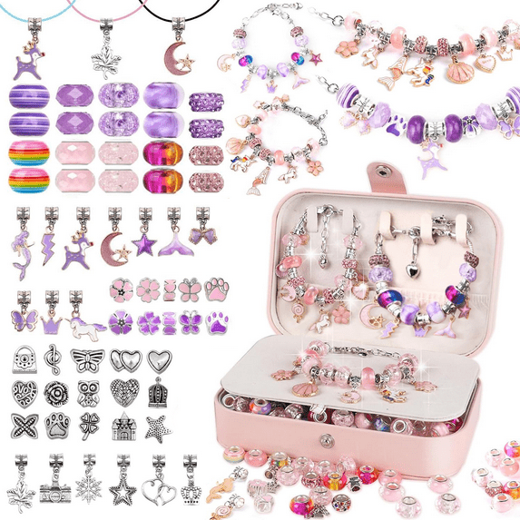 Charm Bracelet Making Kit -134 Pcs DIY Jewelry Making Kit, Bracelet Making Kit DIY Art & Craft Kit for Girls 8-12 Birthday Gifts Christmas,New Year Gifts