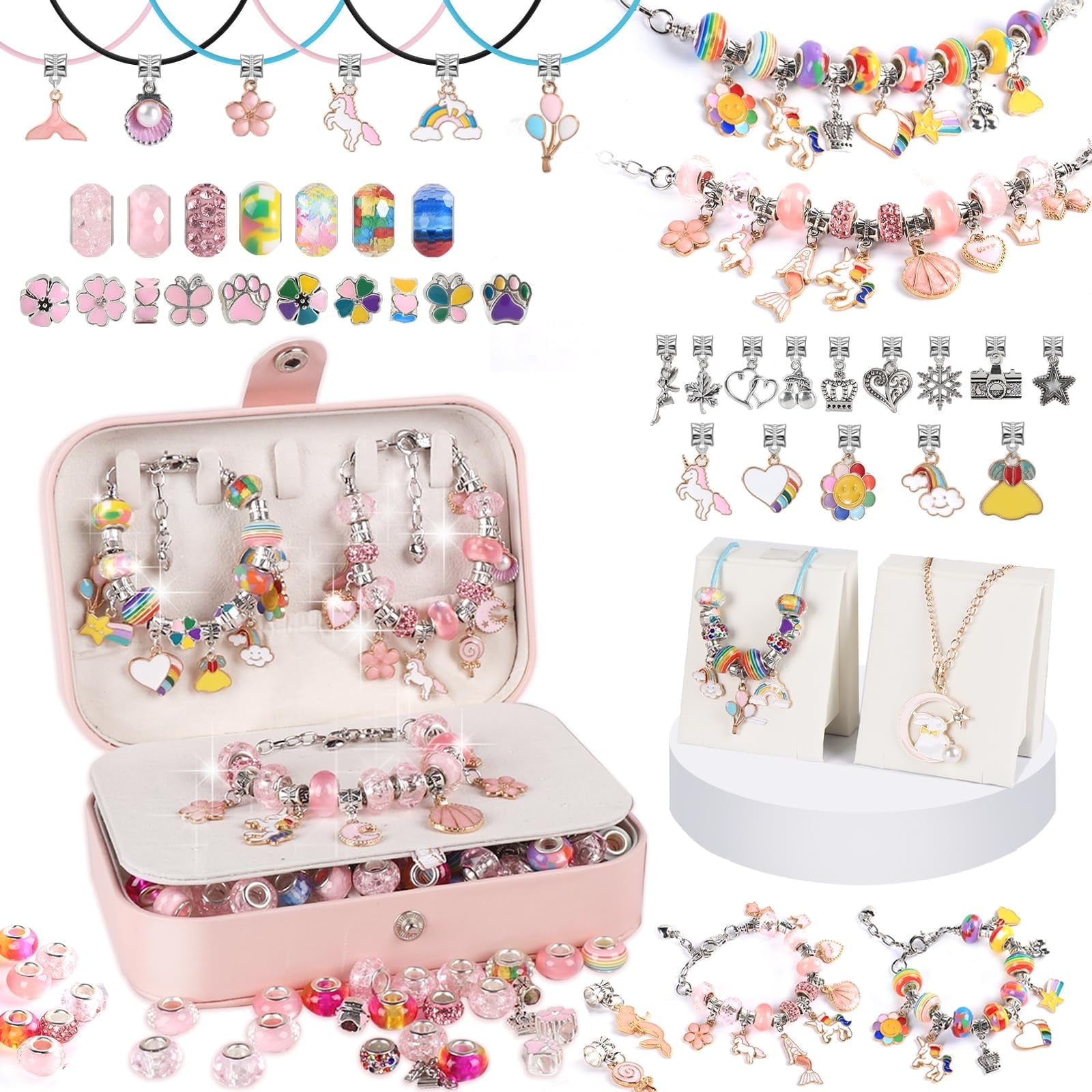 Charm Bracelet Making Kit -135 Pcs DIY Jewelry Making Kit, Bracelet Making Kit DIY Art & Craft Kit for Girls 8-12 Birthday Gifts Christmas,New Year Gifts