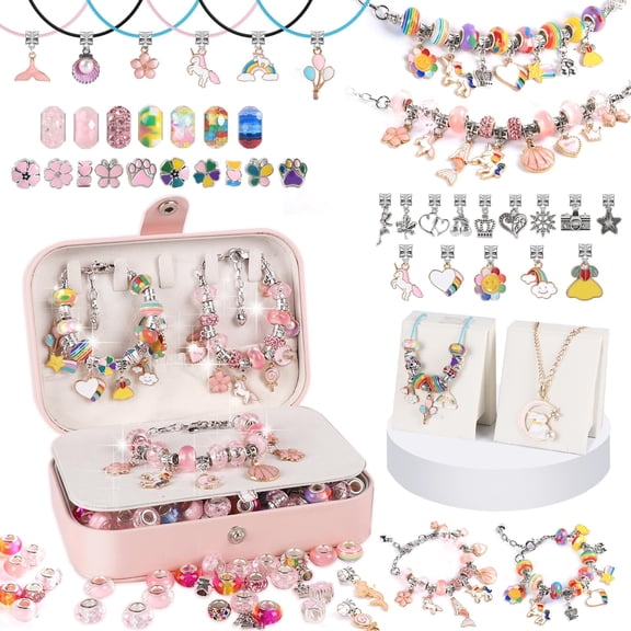 Charm Bracelet Making Kit -135 Pcs DIY Jewelry Making Kit, Bracelet Making Kit DIY Art & Craft Kit for Girls 8-12 Birthday Gifts Christmas,New Year Gifts