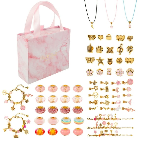 Charm Bracelet Making Kit,67Pcs Charms Bracelet Making Kit for Girls,Jewelry Making Kit Toys for Teen Girls Birthday Christmas Gifts, DIY Beads Chain Bracelet Crafts for Girls Ages 6-15