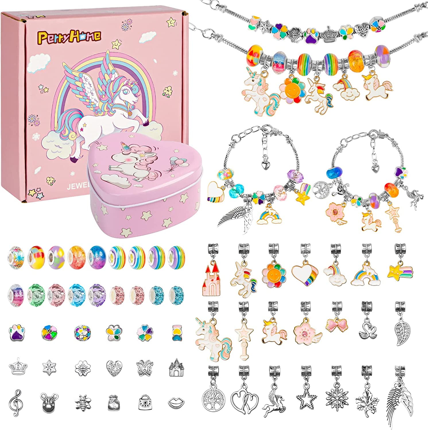  UFU Charm Bracelet Making Kit Girls Beads for Jewelry Making  Kit, Unicorns Arts Crafts Gifts Set for Teen Girls Age 5 6 7 8-12, with a  Portable Bracelet Organizer Box