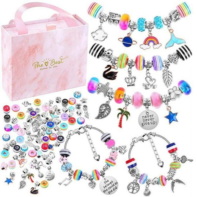 Charm Bracelet Making Kit for Girls, Kids' Jewelry Making Kits Jewelry Making Charms Bracelet Making Set with Bracelet Beads, Jewelry Charms and DIY Crafts with Gift Box 93 Pieces