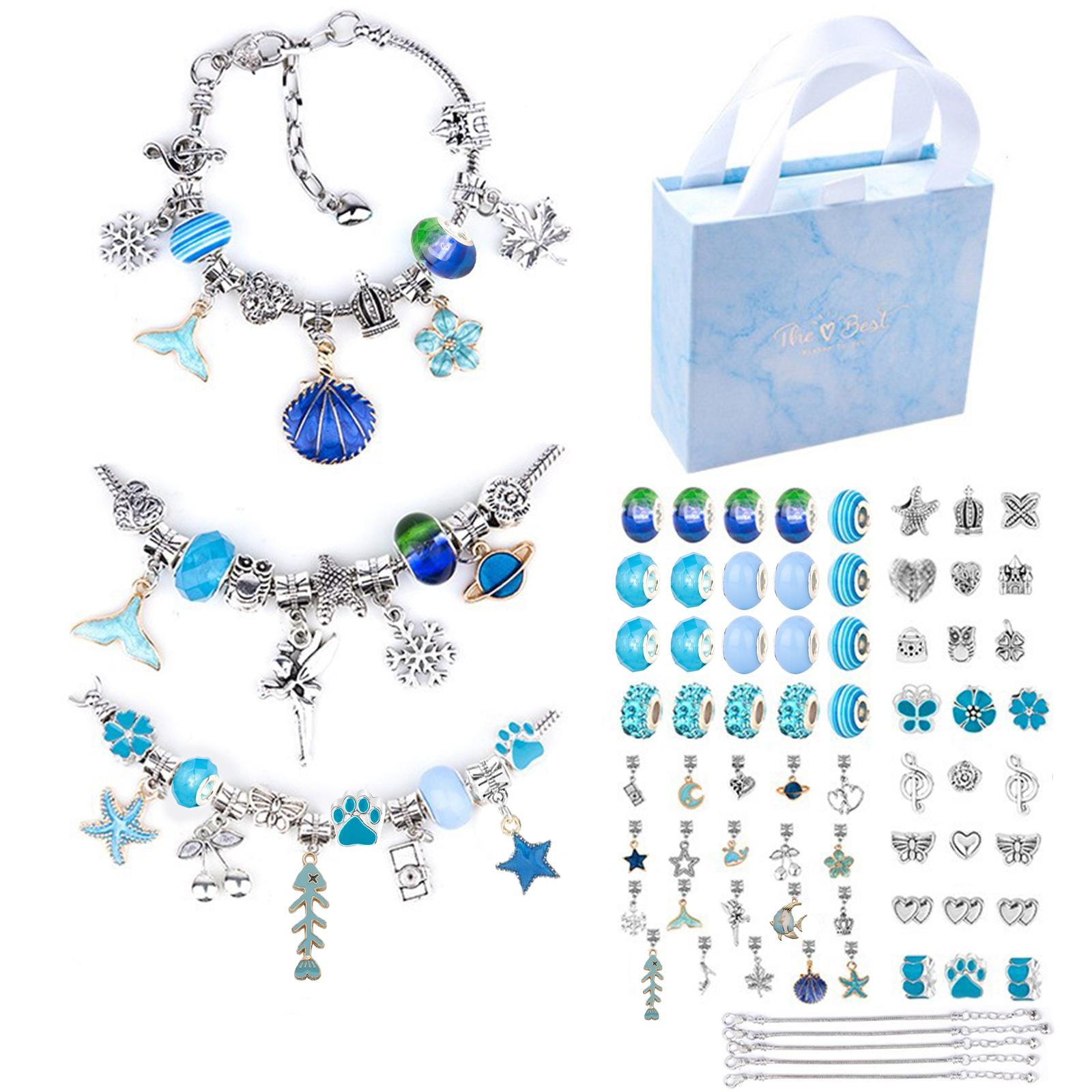 Charm Bracelet Making Kit Including Jewelry Beads Snake Chains, DIY