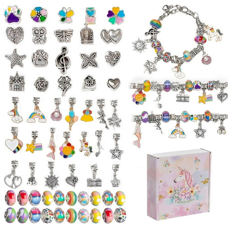 Charm Bracelet Kit Jewelry Beads Unicorn Mermaid Crafts Gifts Girls Age 8-12
