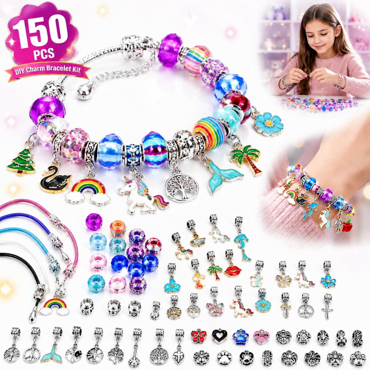 Rongsi, Charm Bracelet Making Kit, 150 Pieces, Multicolor