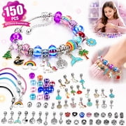 Charm Bracelet Making Kit, Rongsi 150 Pcs Jewelry Making Supplies Including Pendants Neck Chains, Unicorn Gifts Set for Teen Girls Arts and Crafts for Kids Ages 5-12