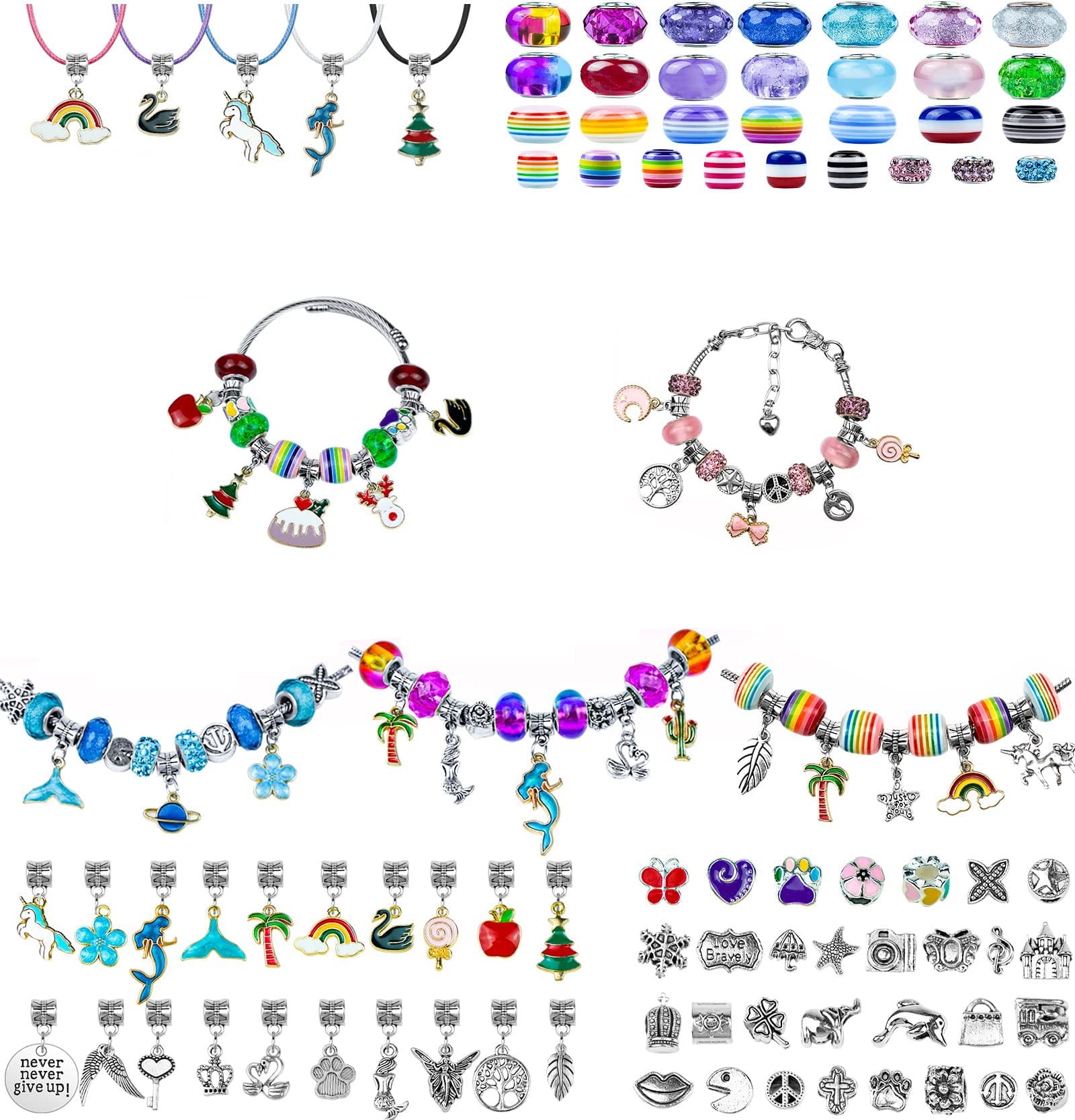 Charm Bracelet Making Kit, Rongsi 150 Pcs Jewelry Making Supplies Including Pendants Neck Chains, Unicorn Gifts Set for Teen Girls Arts and Crafts for Kids Ages 5-12