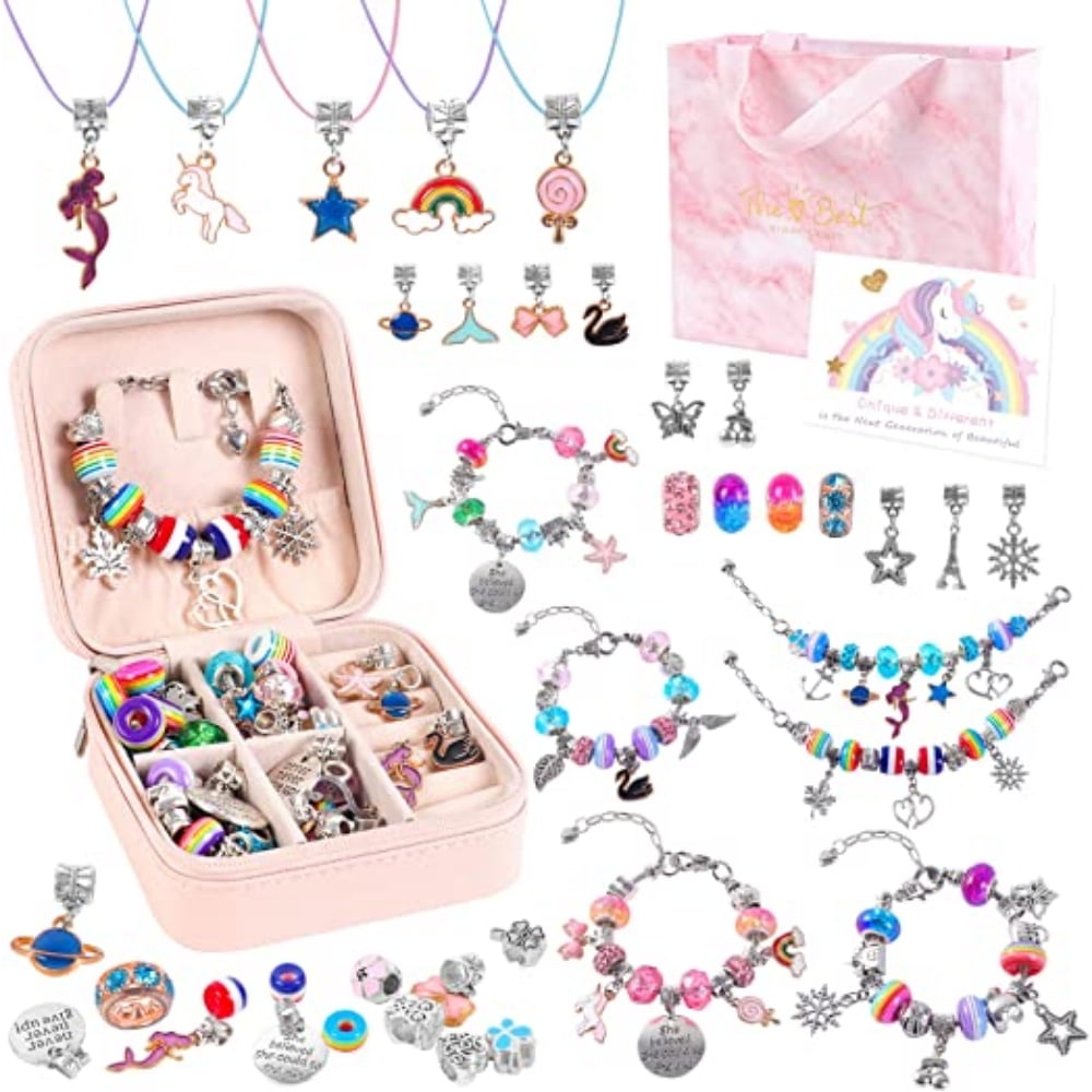 Charm Bracelet Making Kit for Girls, DIY Jewelery Making, Unicorn / Mermaid / Swan / Dreamy / European Craft Gifts for Teen Girls Age 8-12