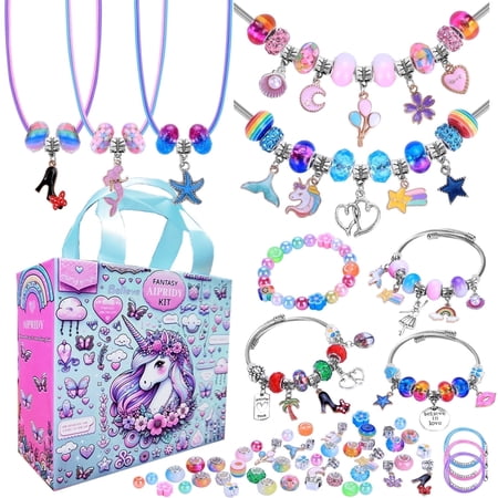 AIPRIDY Charm Bracelet Making Kit Unicorn Mermaid Thematic 208 Pieces