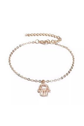 Charm Lobster Clasp Bracelet Stainless Steel Hamsa Hand 18K Gold Plated Adjustable Chain A99