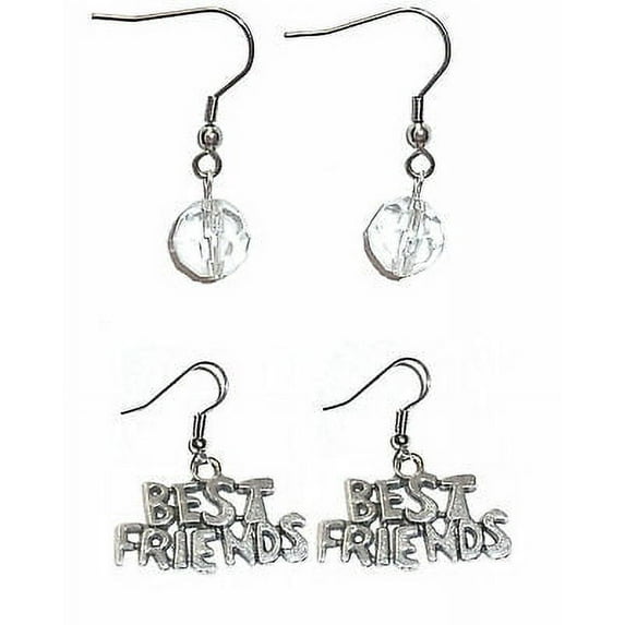 Charm Dangle Best Friends Earrings 2 sets Surgical Steel French Hook Women