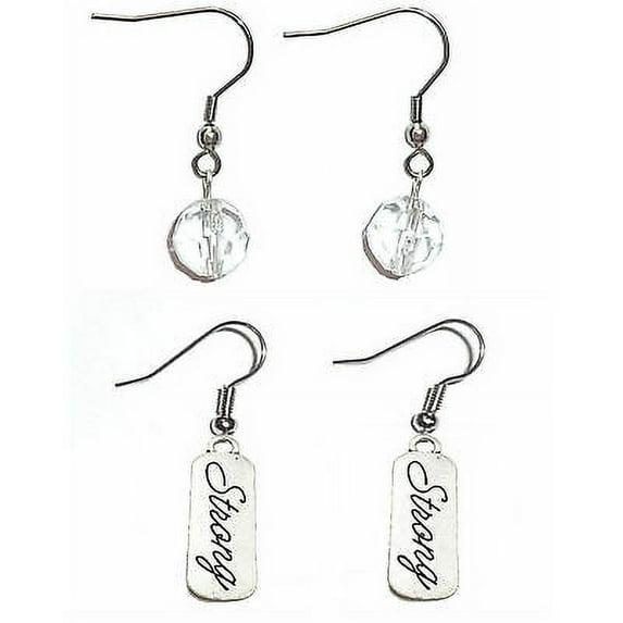 Charm Dangle Strong Earrings 2 Sets Surgical Steel French Hook Women
